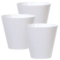 Set van 3x stuks plantenpotten/bloempotten kunststof dia 25 cm en hoogte 23 cm parel wit