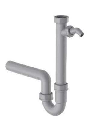 Kirchhoff ECO-SAVE Kunststof spoelbak buisvormige sifon, grijs, 1 1/2" IT x 40 mm, met 3/4" apparaataansluiting - 98831349