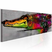 Schilderij - Gekleurde Alligator , grijs multi kleur