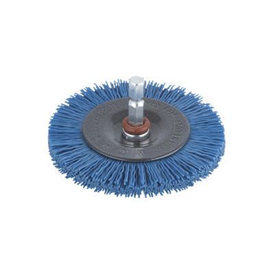 Wolfcraft Nylon-draadborstel | Blauw | 6-kant schacht | Ø75mm | 1 stuk - 2726000