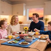 Elektrische Voedselwarmhoudmat Oprolbare Siliconen Warmhoudplaat met Instelbare Temperatuur Blauw