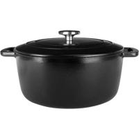 Braadpan met deksel - COSY & TRENDY - FONTESTIC - Geëmailleerd gietijzer - Ø28 cm - 6,15 L - Geschikt voor alle kookplaten inclusief inductie - Zwart