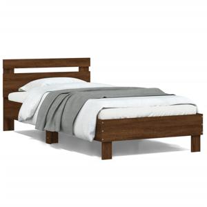 Bedframe met hoofdeinde bewerkt hout bruineikenkleur 100x200 cm