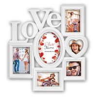 Multi fotolijst Love wit met 6 lijstjes geschikt voor diverse maten foto - Fotolijsten - thumbnail