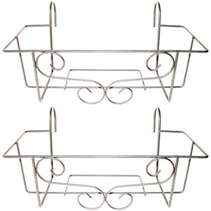 2x Elegante zilveren bloempot hangers voor plantenbak 20 x 42 cm metaal