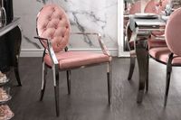 Elegante stoel MODERN BAROK oudroze fluweel met armleuningen en decoratieve knopen - 40799