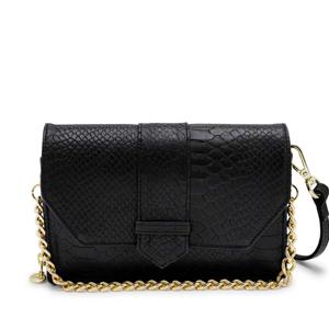 Dames leren crossbodytas - zwart slangenprint - MŌSZ Kris