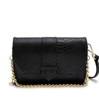 Dames leren crossbodytas - zwart slangenprint - MŌSZ Kris Dames leren crossbodytas - zwart slangenprint - MŌSZ Kris