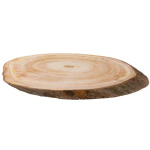 Decoratie boomschijf - hout - 42 x 27 x 3 cm - ovaal - hobby