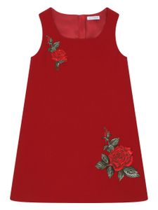 Dolce & Gabbana Kids robe à fleurs brodées - Rouge