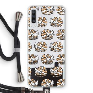 Slapende poes: Samsung Galaxy A70 Transparant Hoesje met koord