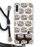 Slapende poes: Samsung Galaxy A70 Transparant Hoesje met koord