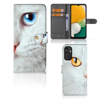 Samsung Galaxy A14 4G | Telefoonhoesje | Met pasjeshouder | Witte Kat