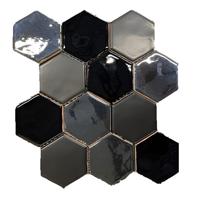 Terre d&apos;Azur Hexagonale Mosaic Black-Metal 28x30 cm