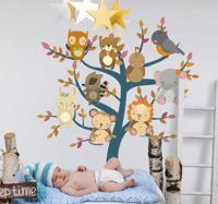 Kinderkamer muursticker boom met dieren - thumbnail