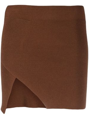 Laneus minijupe nervurée à design asymétrique - Marron