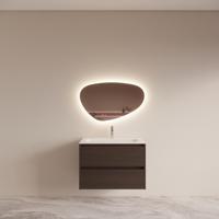 Badmeubelset BWS Riga met Asia Wastafel Wit 80 cm Bruin Eiken