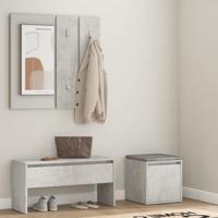 Garderobe set bewerkt hout betongrijs