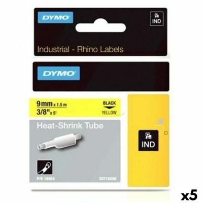Gelamineerde Tape voor Labelmakers Rhino Dymo ID1-9 Geel Zwart 9 x 1,5 mm (5 Stuks)