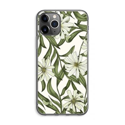 Wit bloemenpatroon: iPhone 11 Pro Max Transparant Hoesje