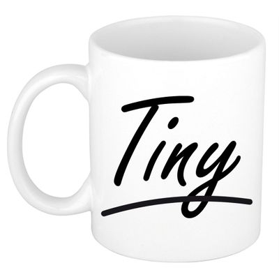 Naam cadeau mok / beker Tiny met sierlijke letters 300 ml