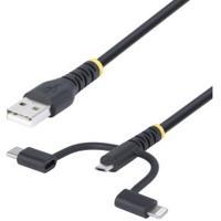 StarTech.com 1m Robuuste USB Multi Oplaadkabel, USB naar Lightning/Micro-USB/Type-C, Apple MFi Gecer