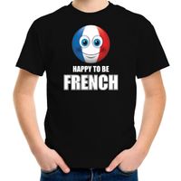 Frankrijk Emoticon Happy to be French landen t-shirt zwart kinderen - thumbnail