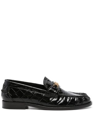 Versace mocassins à effet peau de crocodile - Noir