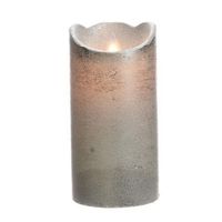 Zilveren nep kaars met led-licht 15 cm   - - thumbnail