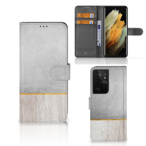 Samsung Galaxy S21 Ultra Book Style Case Wood Concrete