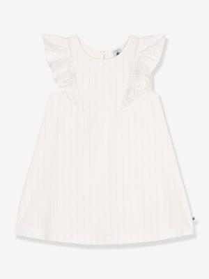Korte mouwen katoenen kinderjurk PETIT BATEAU wit
