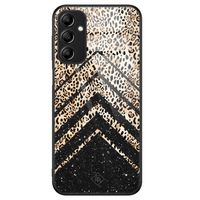 Samsung Galaxy A14 glazen hardcase - Chevron luipaard Samsung Galaxy A14 glazen hardcase - Chevron luipaard