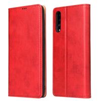 Dermis textuur PU + TPU horizontale Flip lederen draagtas met houder & kaartsleuven & portemonnee voor Galaxy A50 (rood)