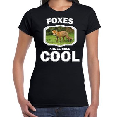 Dieren bruine vos t-shirt zwart dames - foxes are cool shirt Dieren bruine vos t-shirt zwart dames - foxes are cool shirt