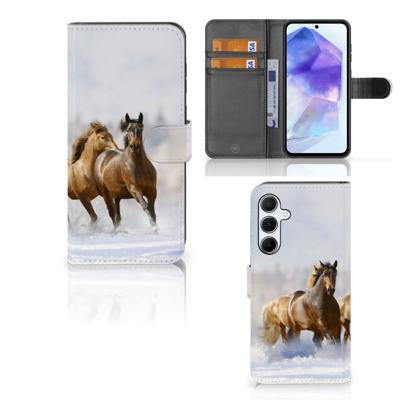 Samsung Galaxy A55 | Telefoonhoesje | Met pasjeshouder | Paarden
