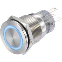 TRU COMPONENTS 1272972 LAS1-AGQS-11E/B/12V Druktoets 250 V/AC 3 A 1x uit/(aan) Moment Blauw IP65 1 stuk(s) - thumbnail