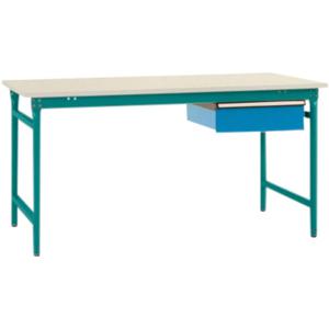 Manuflex BB5231.5021 Compleet bijzettafel basis stationair met melamine schijf + enkele lade, bxdxh: 1000 x 800 x 780 mm Waterblauw