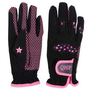 QHP Multi Star kinder handschoenen zwart maat:4