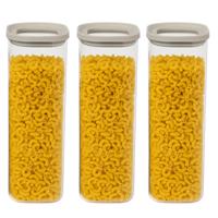 5Five Voorraadpot - 3x - keuken/voedsel - glas - 2000 ml - luchtdichte deksel - transparant/beige