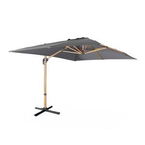 sweeek - Rechthoekige parasol 3x4m, paal met houteffect