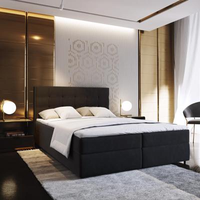 2dekans Boxspring met opbergruimte Bloss - 140 x 200 Zwart [Kleine stofschades aan boxen en hoofdbord]