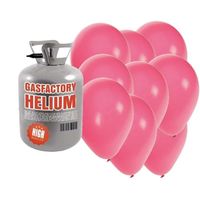 Helium tank met 50 roze ballonnen - thumbnail