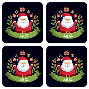 Gepersonaliseerde onderzetters Kerstman met naam