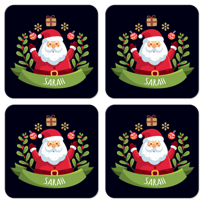Gepersonaliseerde onderzetters Kerstman met naam