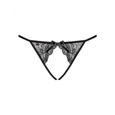 Slip Obsessive Miamor crotchless panties L/XL Zwart Kant