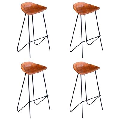 Barstoelen 4 st echt leer bruin