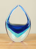 Glazen mandje / glazen handtasje blauw, 21 cm 2a014
