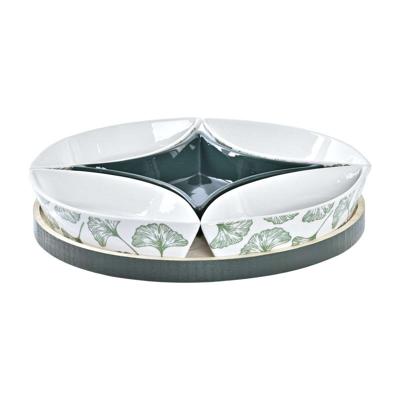 Set voor voorgerechtjes DKD Home Decor Wit Groen Wit/Groen Keramiek Lakens 6 Onderdelen 22 x 22 x 1 cm