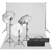 Fotostudioset met verlichtingsset en achtergrond