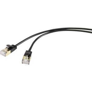 Renkforce RF-4538186 RJ45 Netwerkkabel, patchkabel CAT 8.1 F/FTP 0.50 m Zwart Extreem dun, Vergulde steekcontacten 1 stuk(s)